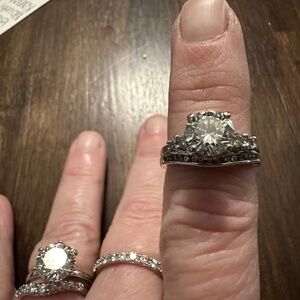 14kt 2ct tw lab created diamond solitaire with hidden halo wedding set
